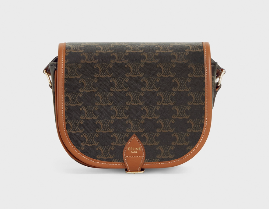 Celine medium folco bag triomphe canvas and calfskin tan £1250