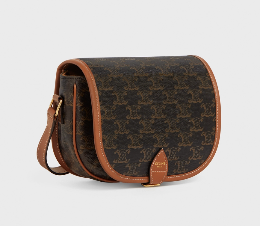 Celine medium folco bag triomphe canvas and calfskin tan £1250