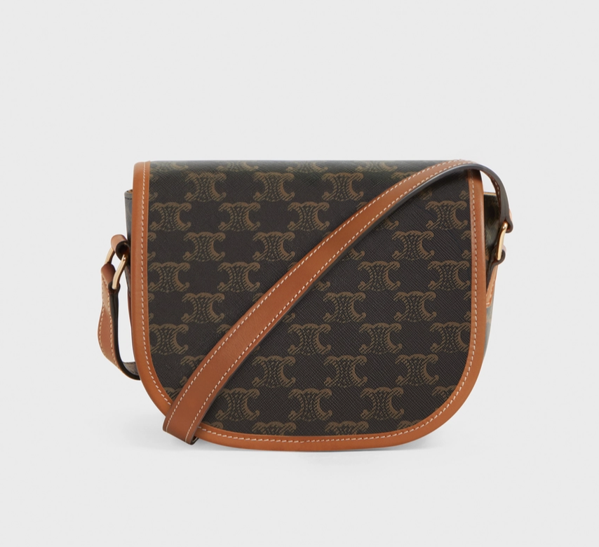 Celine medium folco bag triomphe canvas and calfskin tan £1250