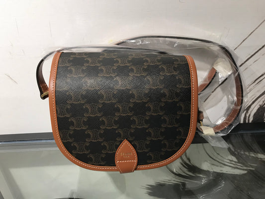 Celine medium folco bag triomphe canvas and calfskin tan £1250