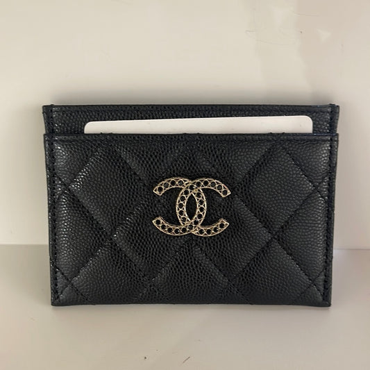 Chanel - 23A Seasonal Single Card holder - Caviar - Black Gold - AP3401 B12928 94305