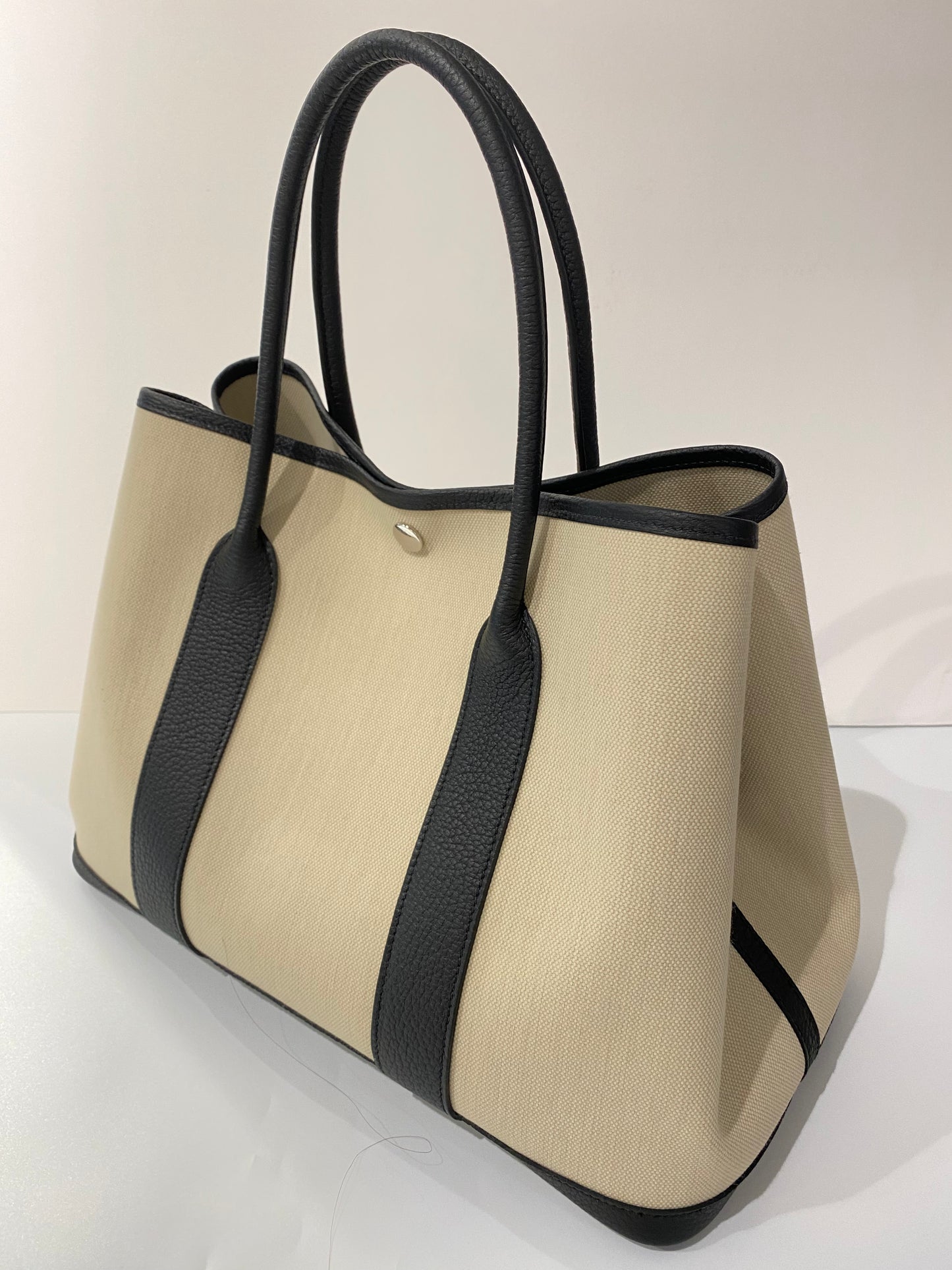 Hermes - Handbag - Garden party 36 toile Militaire/ veau Negonda - BETON / NOIR SHW - H069576CK BO - £1,880.00