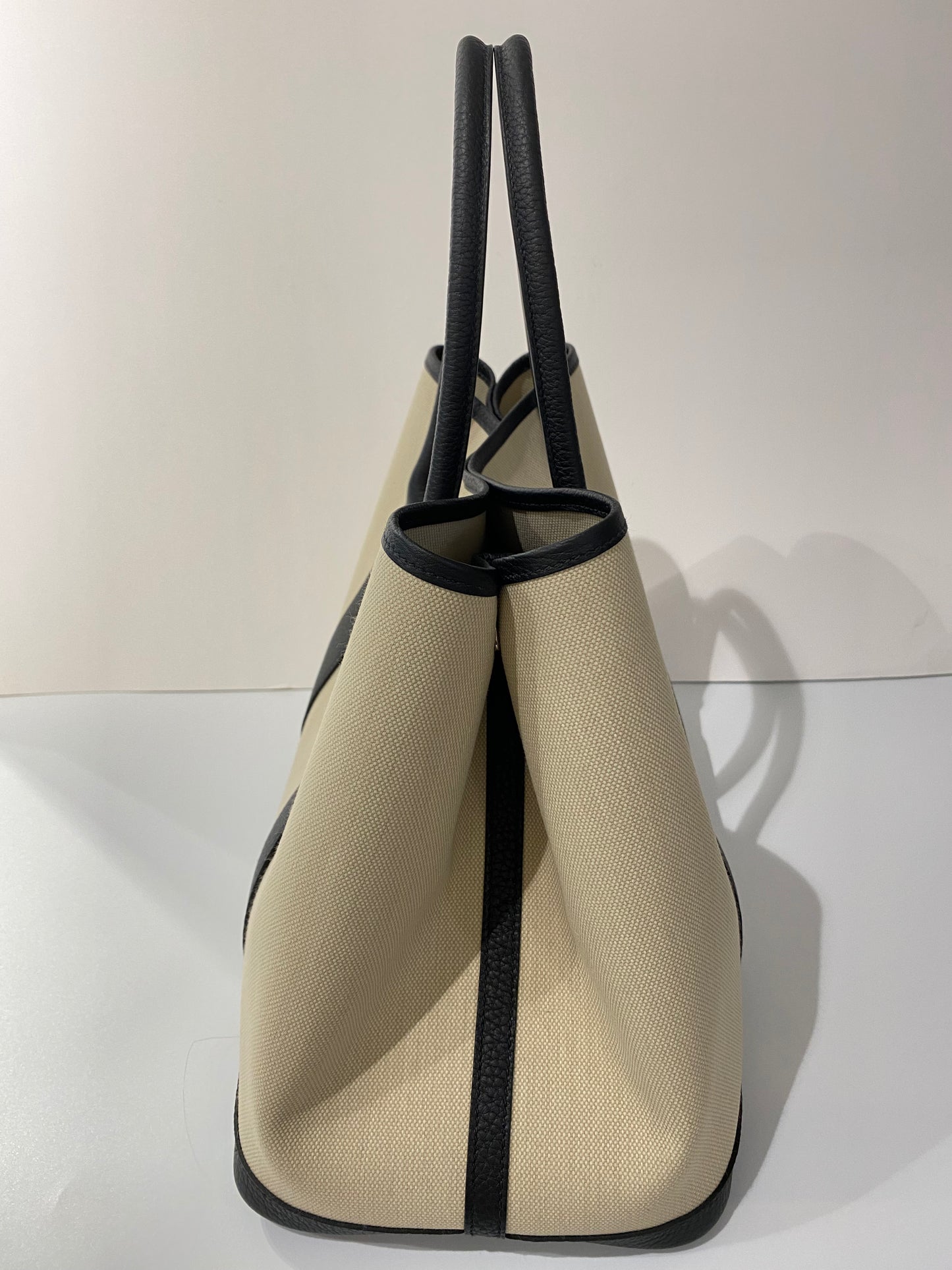 Hermes - Handbag - Garden party 36 toile Militaire/ veau Negonda - BETON / NOIR SHW - H069576CK BO - £1,880.00