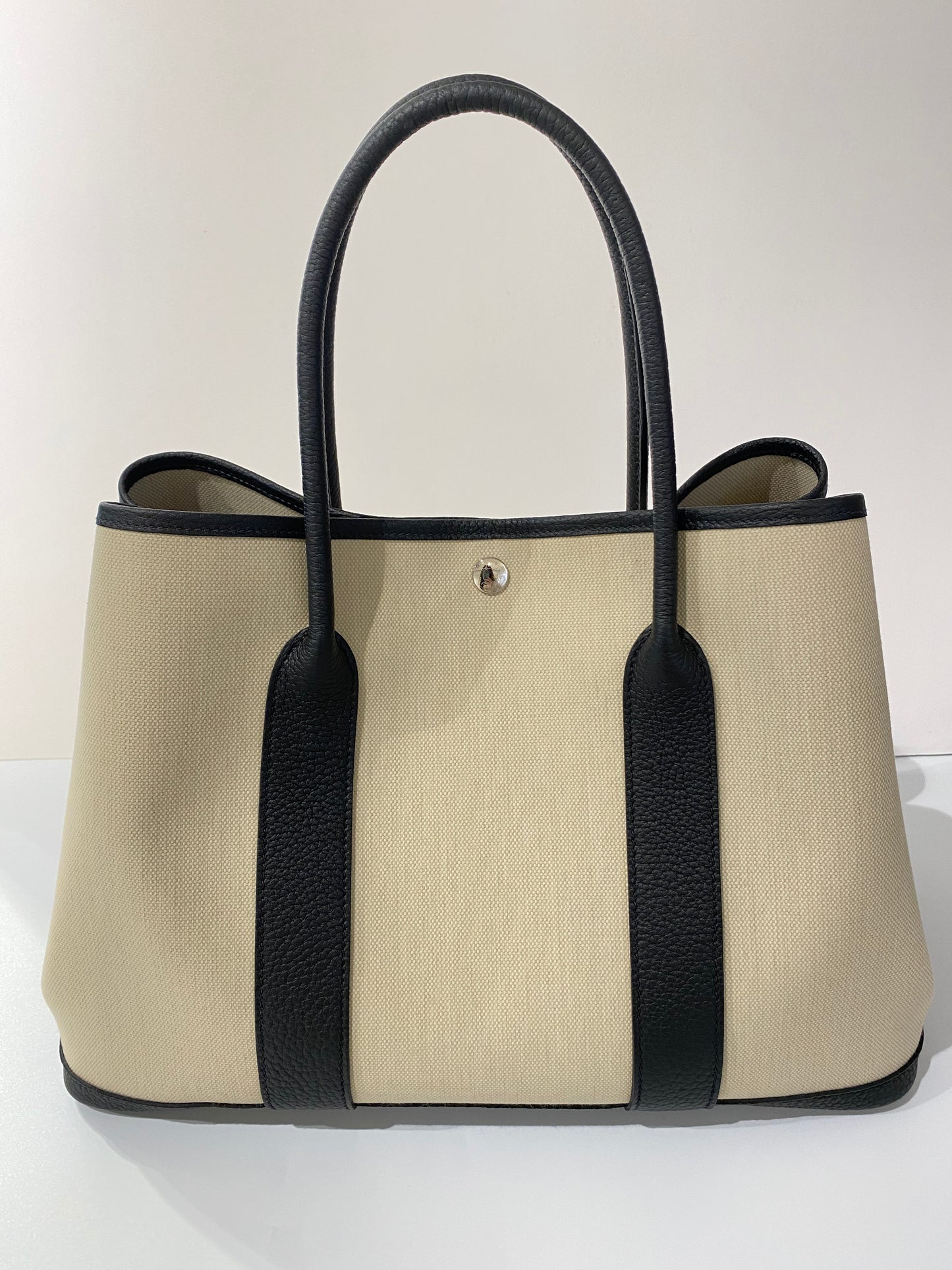 Hermes - Handbag - Garden party 36 toile Militaire/ veau Negonda - BETON / NOIR SHW - H069576CK BO - £1,880.00