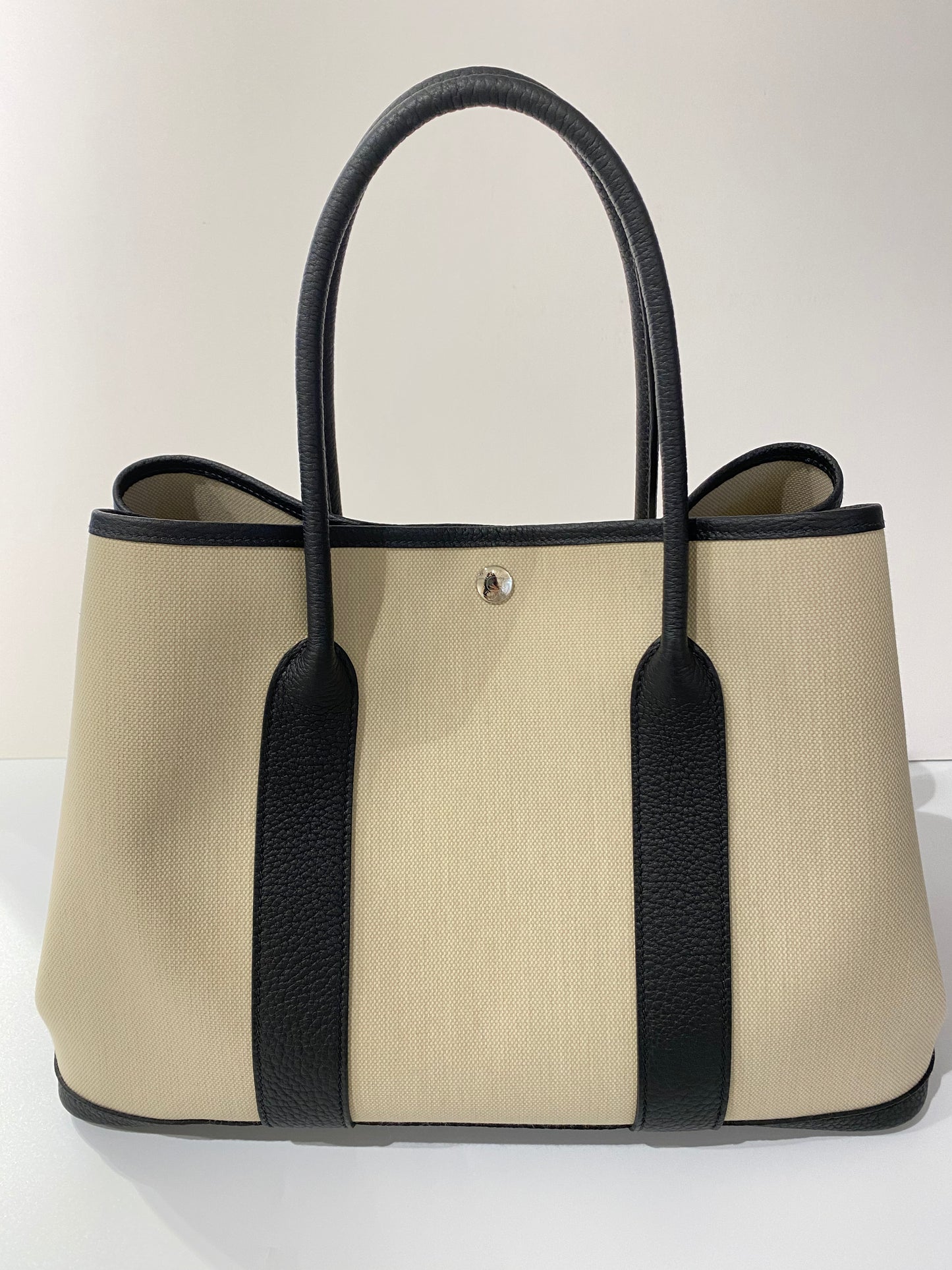 Hermes - Handbag - Garden party 36 toile Militaire/ veau Negonda - BETON / NOIR SHW - H069576CK BO - £1,880.00
