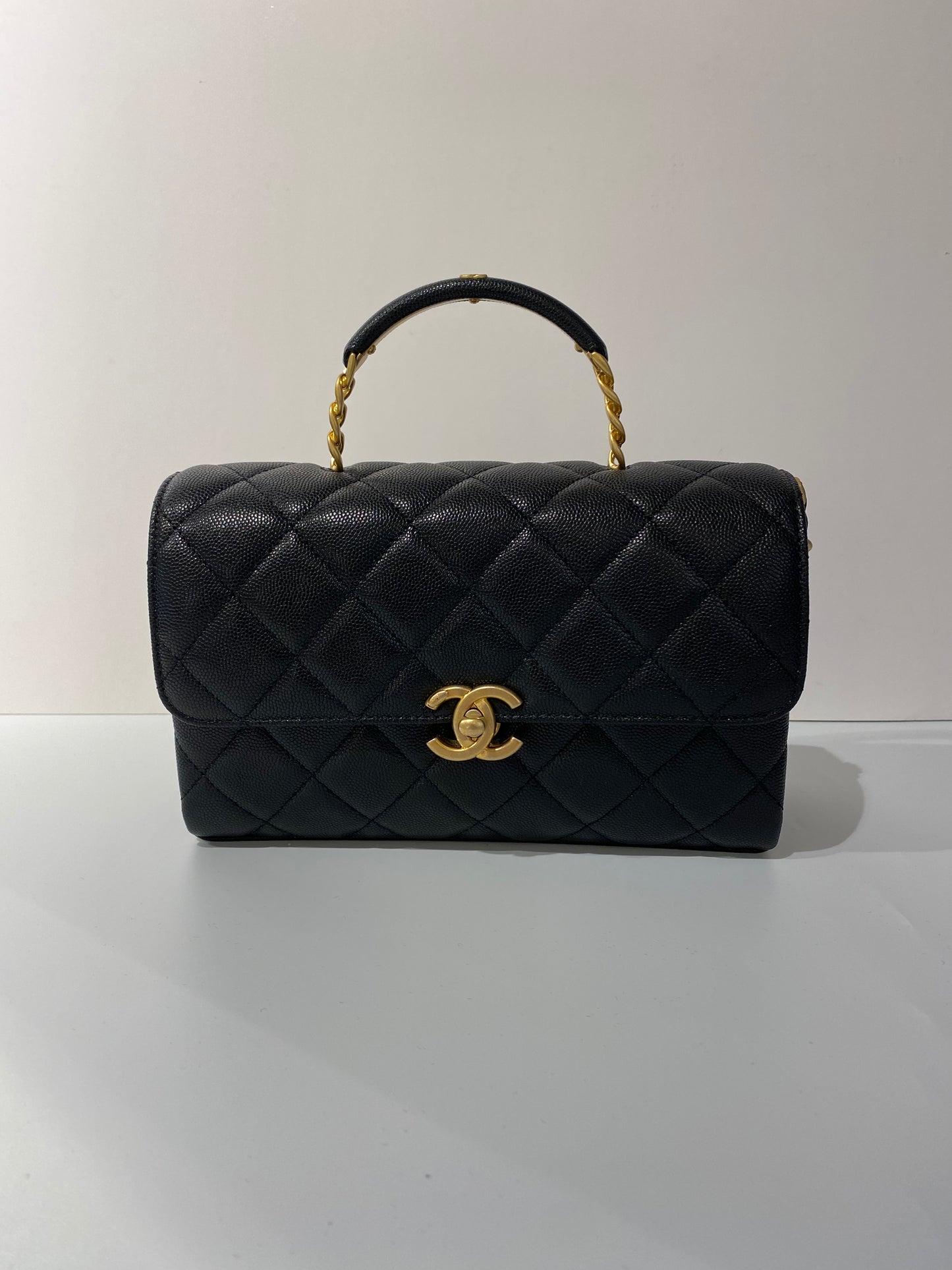 23Chanel - Handbag - Seasonal Top Handle With CC Logo on Handle - Caviar  - Black Gold  - AS4008 - £4,920.00