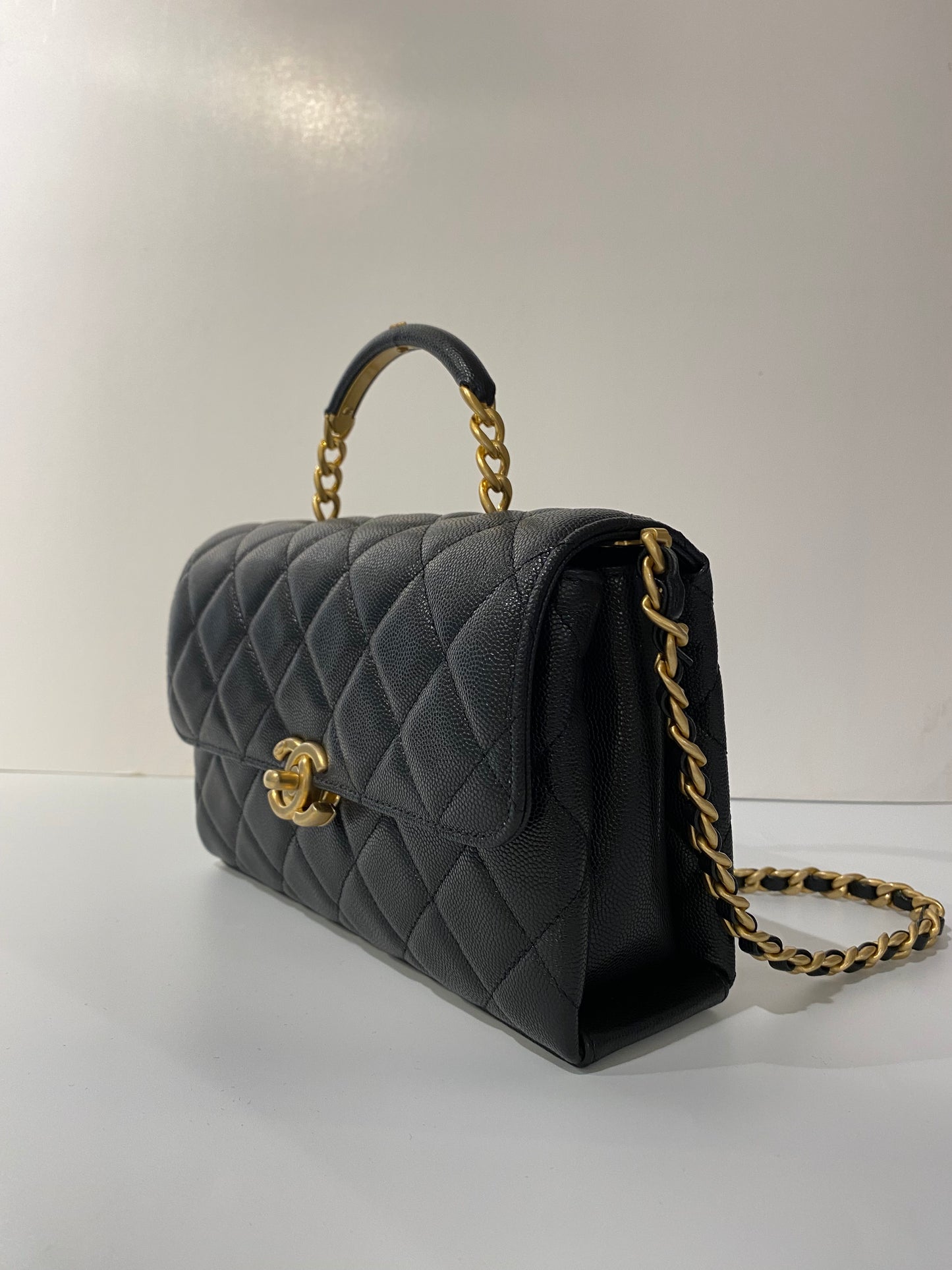 23Chanel - Handbag - Seasonal Top Handle With CC Logo on Handle - Caviar  - Black Gold  - AS4008 - £4,920.00