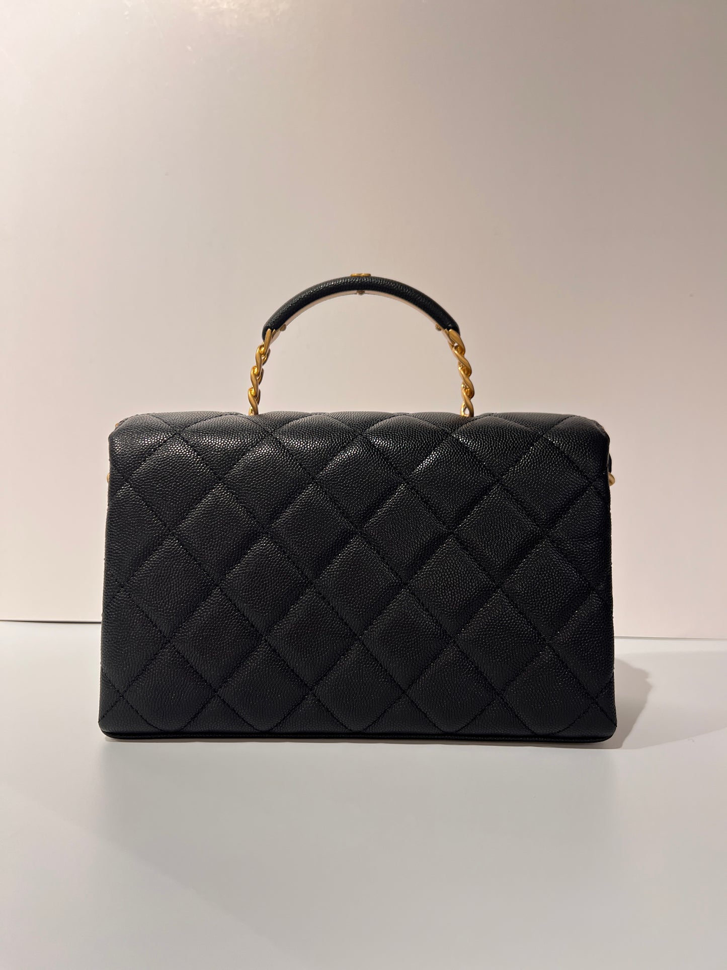 23Chanel - Handbag - Seasonal Top Handle With CC Logo on Handle - Caviar  - Black Gold  - AS4008 - £4,920.00