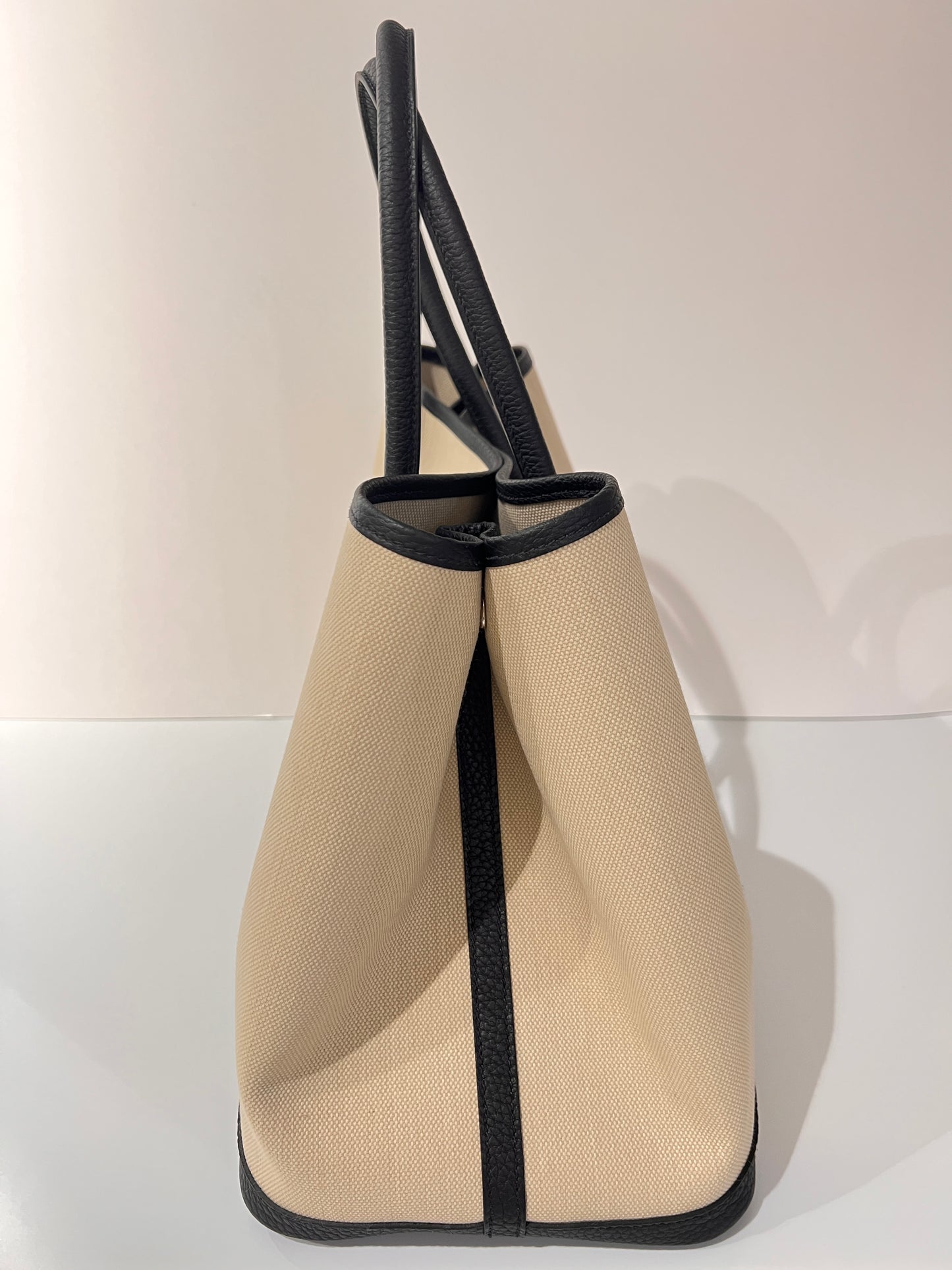 Hermes - Handbag - Garden party 36 toile Militaire/ veau Negonda - BETON / NOIR SHW - H069576CK BO - £1,880.00