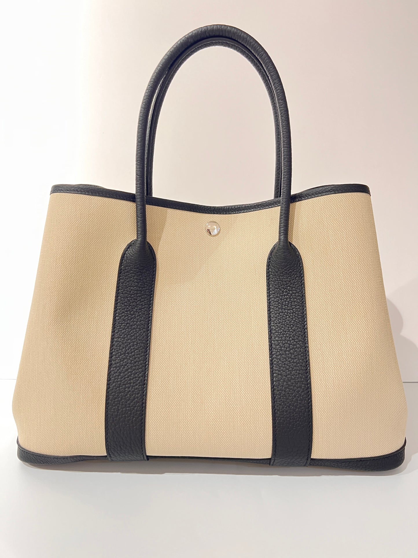 Hermes - Handbag - Garden party 36 toile Militaire/ veau Negonda - BETON / NOIR SHW - H069576CK BO - £1,880.00