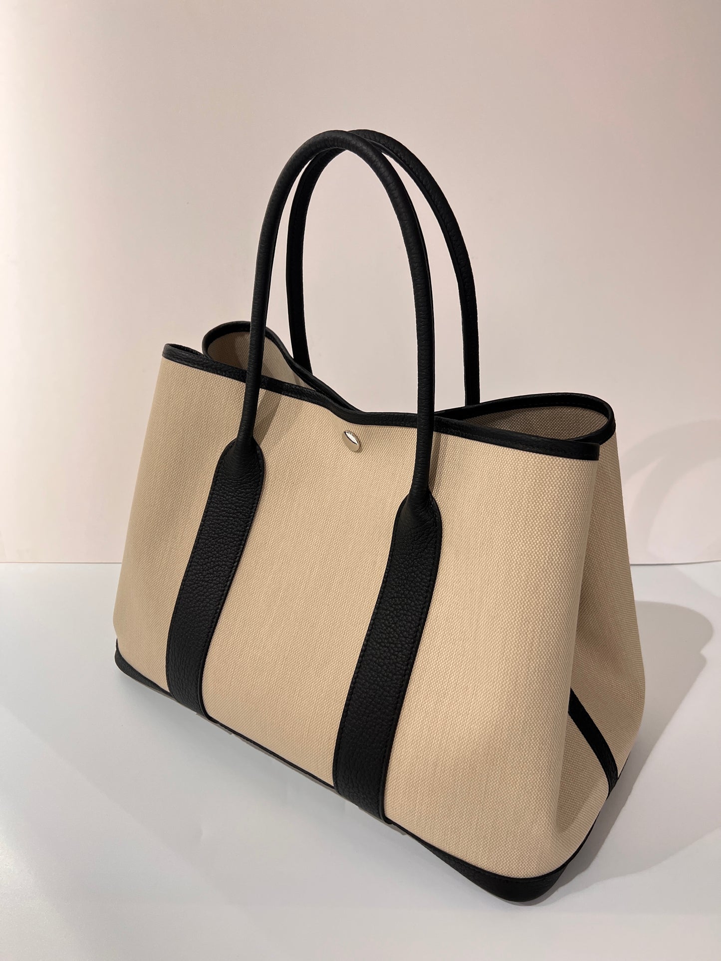 Hermes - Handbag - Garden party 36 toile Militaire/ veau Negonda - BETON / NOIR SHW - H069576CK BO - £1,880.00