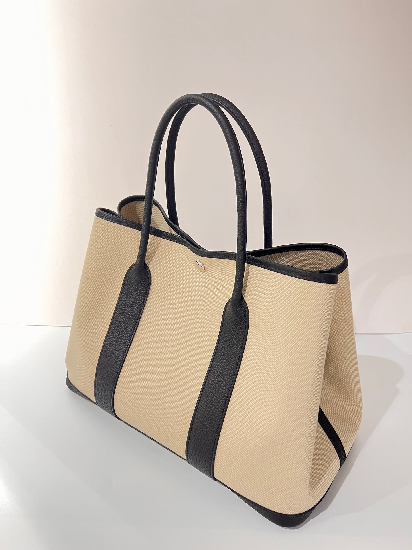 Hermes - Handbag - Garden party 36 toile Militaire/ veau Negonda - BETON / NOIR SHW - H069576CK BO - £1,880.00