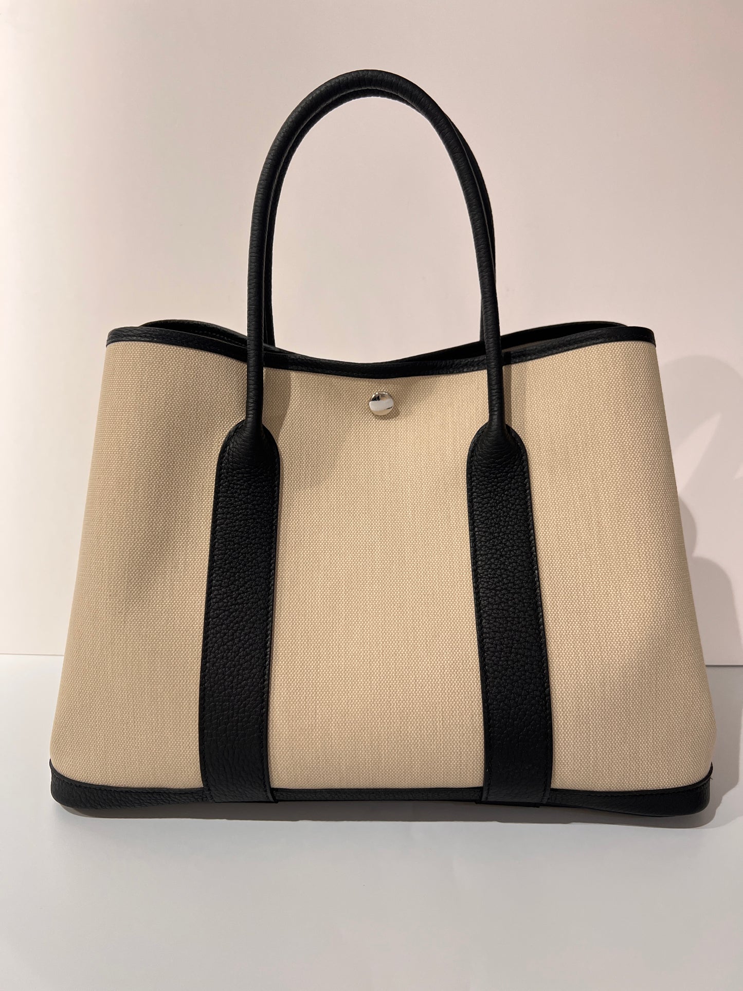 Hermes - Handbag - Garden party 36 toile Militaire/ veau Negonda - BETON / NOIR SHW - H069576CK BO - £1,880.00